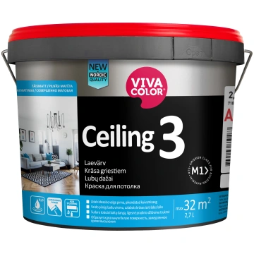 Krāsa Vivacolor Ceiling 3, balts krās., 2.7 l