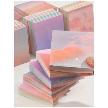 50 Gradient Sticky Notes, Minimalist Cloud Design,