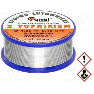 Tin; lead-based; Sn60Pb40; 1mm; 100g; reel; 190°C;