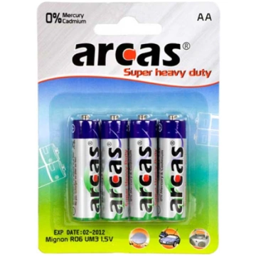 Battery, Arcas, Arcas AA/R6, Super Heavy Duty, 4 p