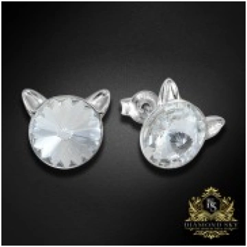 Bērnu sudraba auskari "Kaķis" ar Swarovski™ kristā