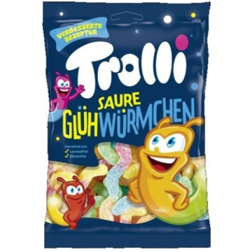 TROLLI želejkonfektes skābie Glowworms, 100g