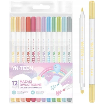 Teka Flomāsteri Divpusējs Pastel 12 Krāsu Ynt