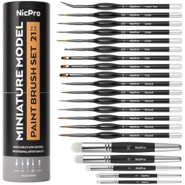 Nicpro miniatūru otu komplekts Dry Brush Fine Deta