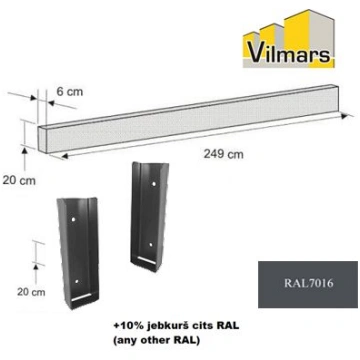 PASĒTAS STIPRINĀJUMS METĀLA 20*6CM RAL7016 (001171