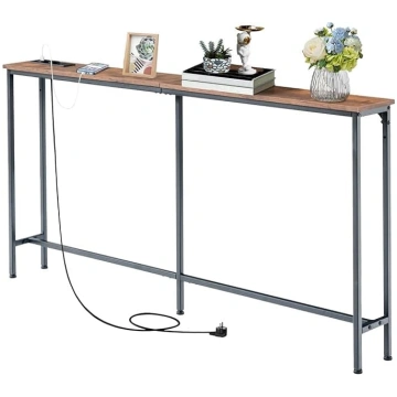 Narrow Console Table with Charging Station, Narrow