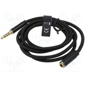 Cable; Jack 3.5mm 4pin socket,Jack 3,5mm 4pin plug