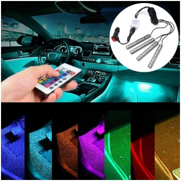 Auto salona LED stilizācijas komplekts 4 lentām RG