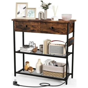 COSTWAY Console Table with Charging Station, Hallw