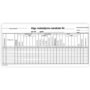 Algu maksājumu saraksts 1/2 A3 10 loksnes