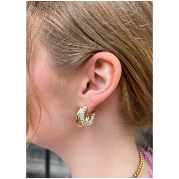 Nikki Double Hoop Rhinestone Earrings Benaar LA