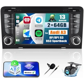 2 + 64 GB: Android 13 Carplay auto radio ar satelī