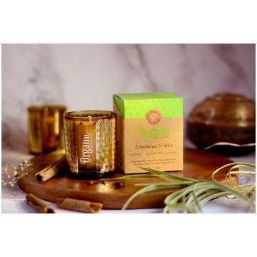 Candela con frammenti di Lemongrass & Spezie Cera 