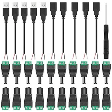 10 pāru 12V līdzstrāvas 5,5 mm x 2,1 mm 5A līdzstr