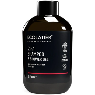 Šampūns un dušas gels 2-in-1, Ecolatier, melns, 40