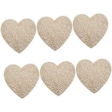 Lurrose Pack of 6 Heart-Shaped Placemats, Wear-Res