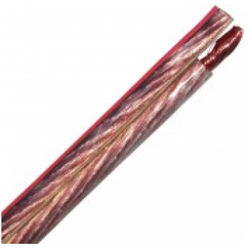 Audio kabelis 2x1.5mm² YFAZ caurspīdīgs ar sarkanu