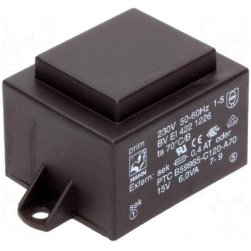 Transformer: encapsulated | 6VA | 230VAC | 15V | 4