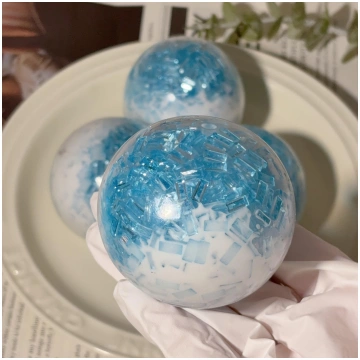 Blue Glacier Crystal Squeeze Ball, Transparent Ice