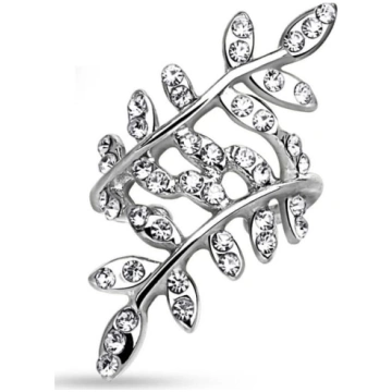 Bungsa Ear Cuff Crystal Leaves Stud Auskari Sievie
