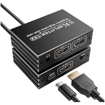 8K HDMI sadalītājs 1 in 2 Out - sadalītājs divu mo