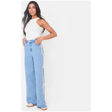Bow Side Wide Leg Jeans
