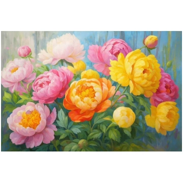Gleznošanas komplekts "Krāsainās peonijas" (40×50 