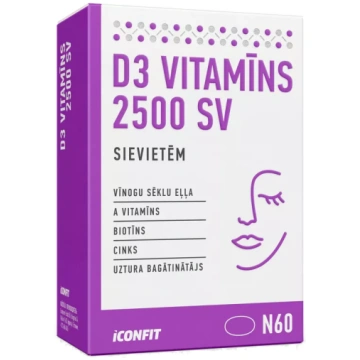 ICONFIT D3 Vitamīns 2500 sievietēm kapsulas, 60 ga