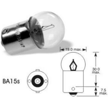 Kvēlspuldze auto BA15S caurspīdīga 12V 5W VISIONPR
