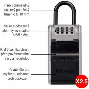MasterLock Kasetka z szyfrowym i wyjmowanš szeklš 