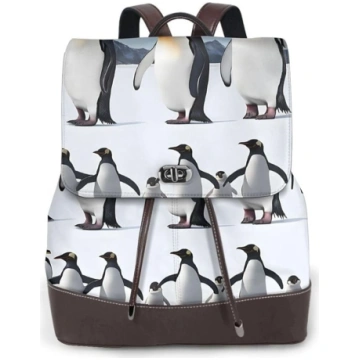 Penguins – stilīgs sieviešu ādas mugursoma – augst