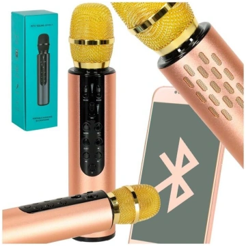 Bluetooth bezvadu karaoke mikrofons zelta krāsā Na