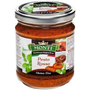 Pesto sarkanais ar saulē kaltētiem tomātiem