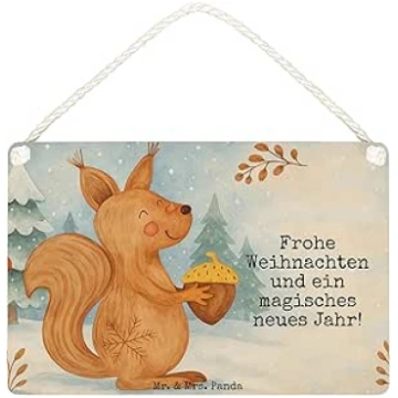 Mr. & Mrs. Panda Door Sign Squirrel Christmas Desi