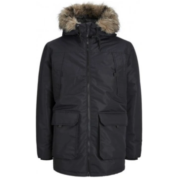 Jack & Jones CONSTRUCT Windproof Fur Parka Black -
