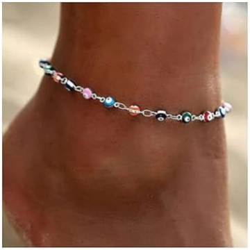 Prosy Beach Krāsains krelles Anklet Sudraba potīte
