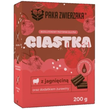 Suņu kārums PAKA ZWIERZAKA jēra gaļa ar dzērvenēm 