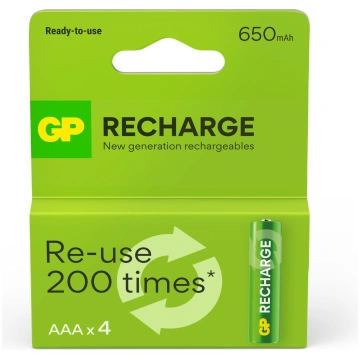 Uzlādējamās baterijas GP, AAA, 650 mAh, 4 gab