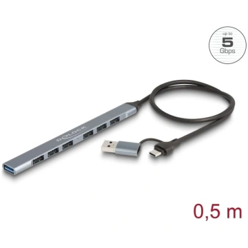 Delock 7 Port Slim USB Hub with USB Type-C™ or USB