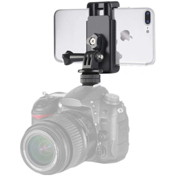 Phone/Sports Camera Holder with Adapter - Black