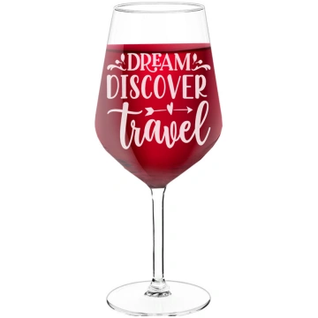 Stikla Vīna Glāze ar Uzrakstu - "Dream Discover Tr