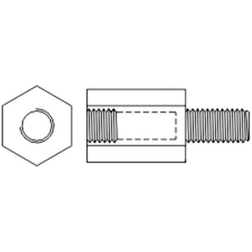 Screwed spacer sleeve; 35mm; Int.thread: M6; Ext.t