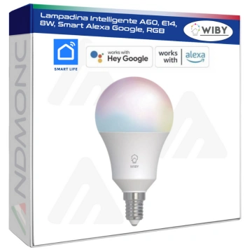 Lampadina Intelligente A60, E14, 8W, Smart Alexa G