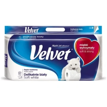 Velvet Soft White tualetes papīrs 8 ruļļi 3 slāņi