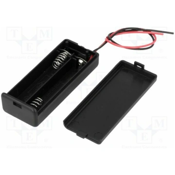 Holder; AAA,R3; Batt.no: 2; cables; 150mm; black |