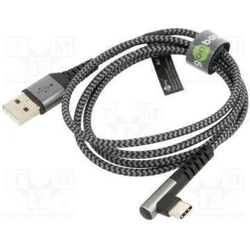Cable; USB 2.0; USB A plug,USB C angled plug; 1m; 