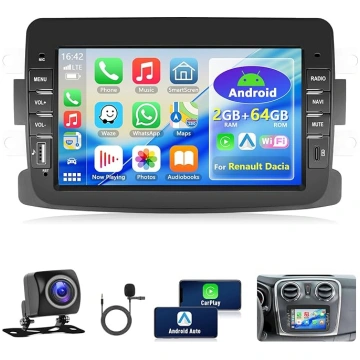 2+64G Carplay auto radio priekš Renault Dacia 2012