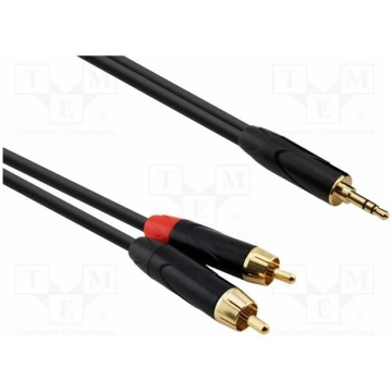 Cable; Jack 3.5mm plug,RCA plug x2; 2m; black; PVC