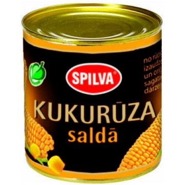 Kukurūza saldā konservēta 340g (285g), Spilva