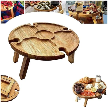 Folding Picnic Table Glass Holder Round Foldable D